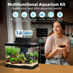 DaToo aquarium vue de côté soulignant forme compacte et gain d'espace