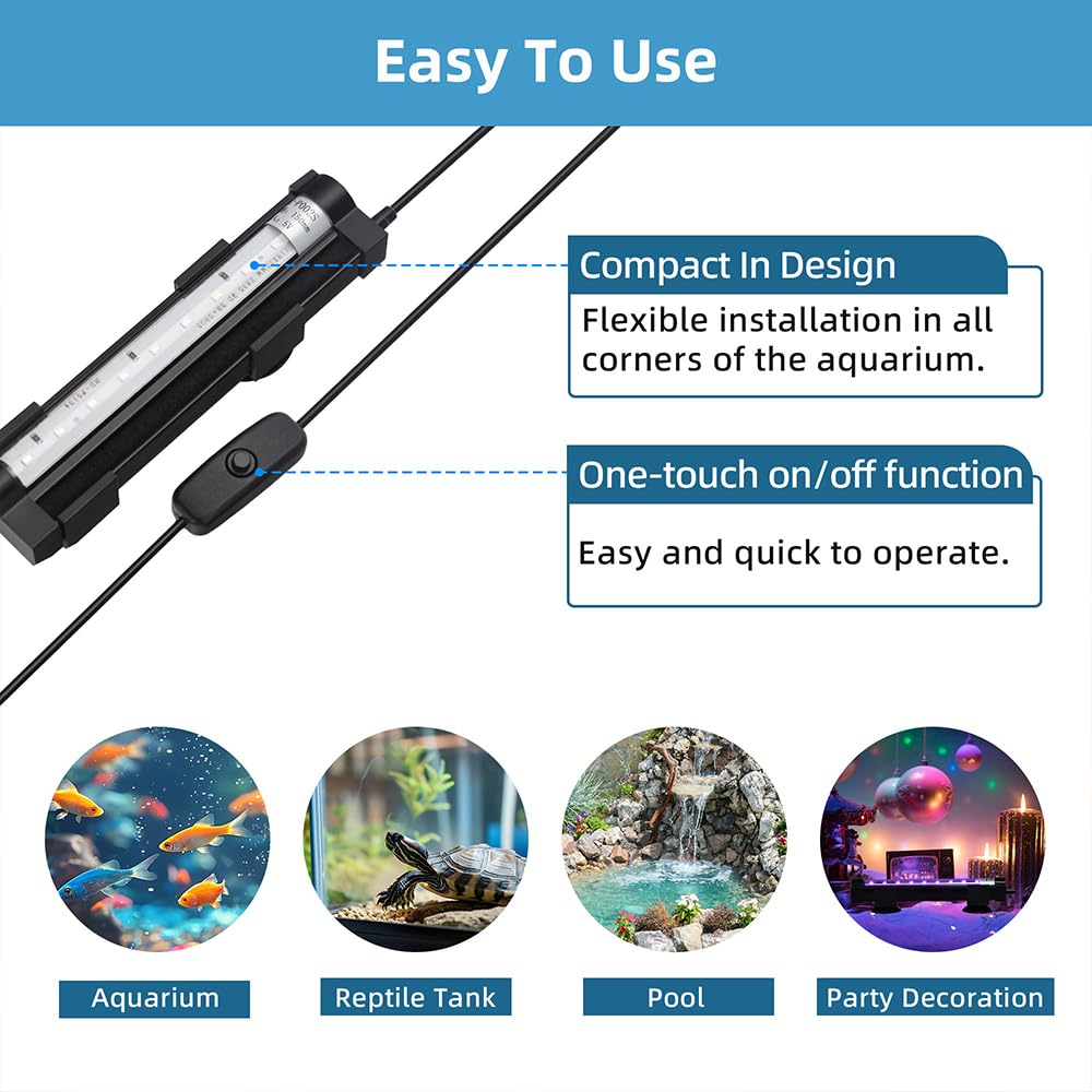 DaToo lumière multicolore créant ambiance et mise en valeur du décor aquatique