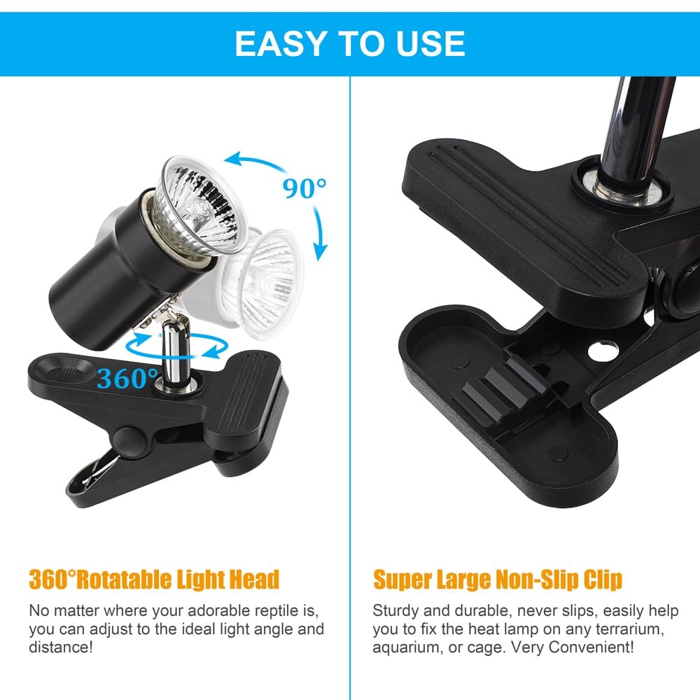 DaToo lampe installée dans terrarium créant un basking spot confortable