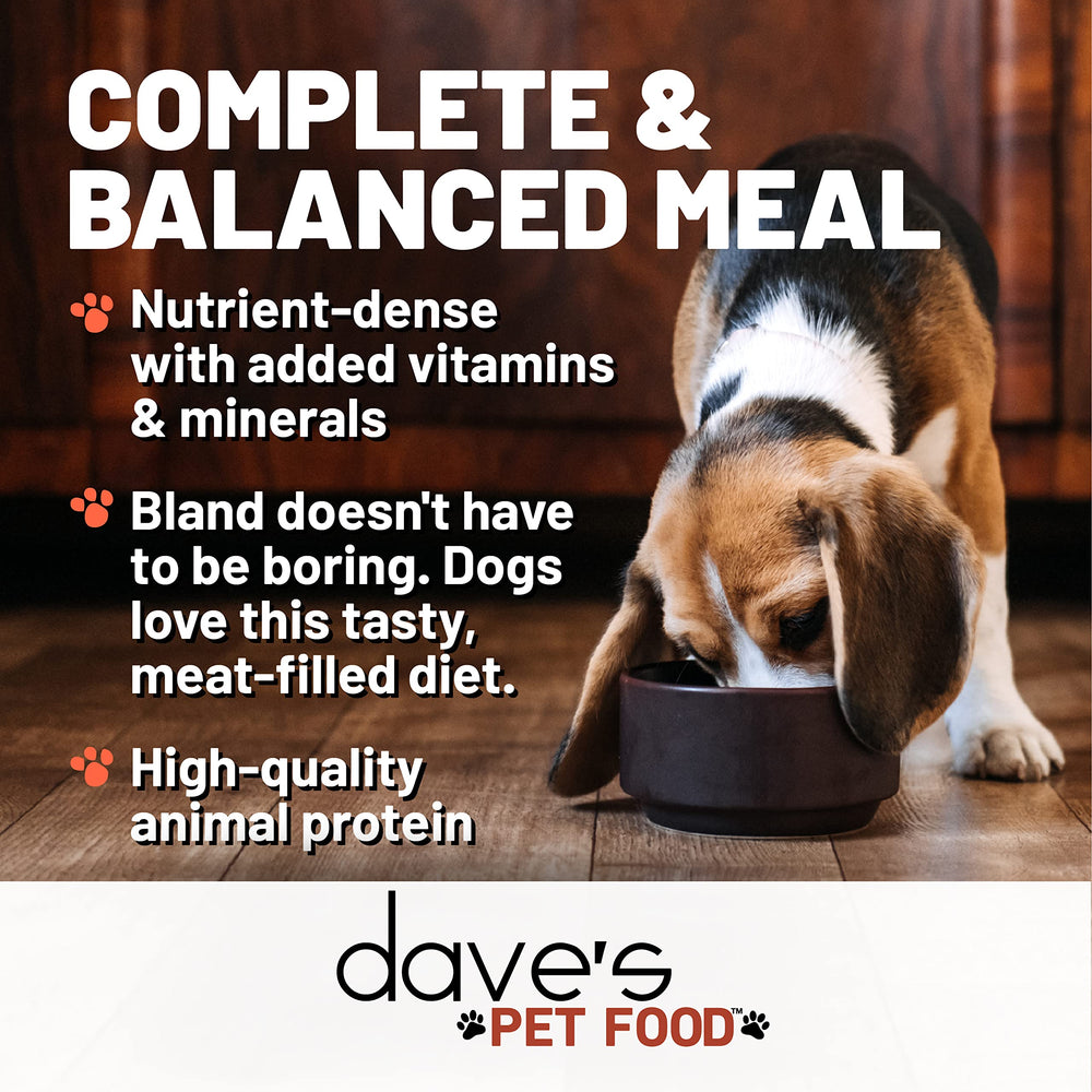 Dave's Pet Food pâtée servie dans un bol et bénéfice repas complet
