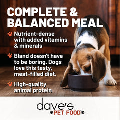 Dave's Pet Food pâtée servie dans un bol et bénéfice repas complet
