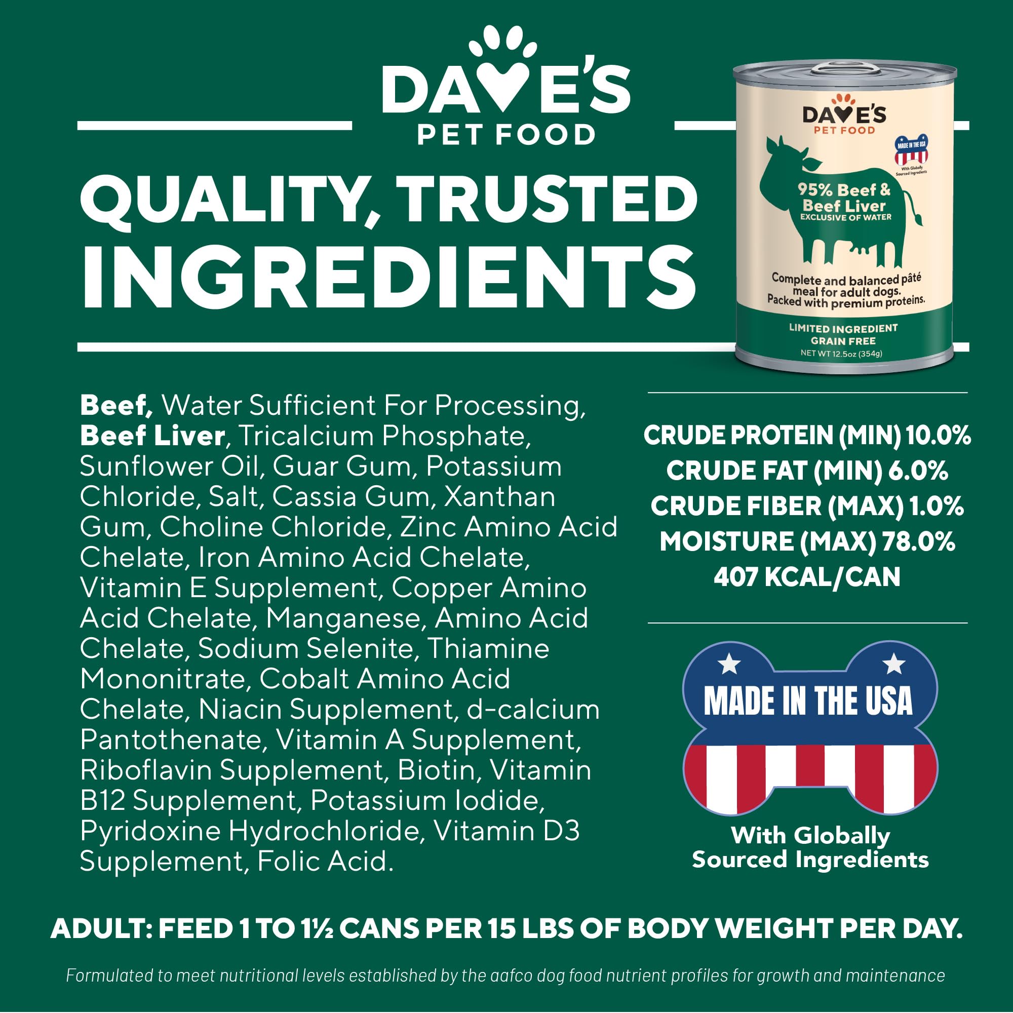 Dave's Pet Food chien dégustant la pâtée et bénéfice goût apprécié