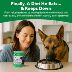 Dave's Pet Food boîte à côté d'une règle pour illustrer taille et portion pratique