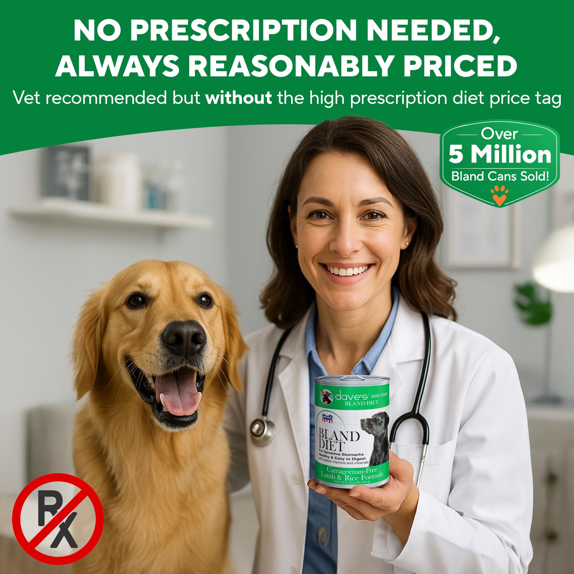 Dave's Pet Food étiquette lisible listant ingrédients simples et bénéfices