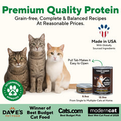 Dave's Pet Food boîte ouverte avec pâtée appétissante pour hydratation