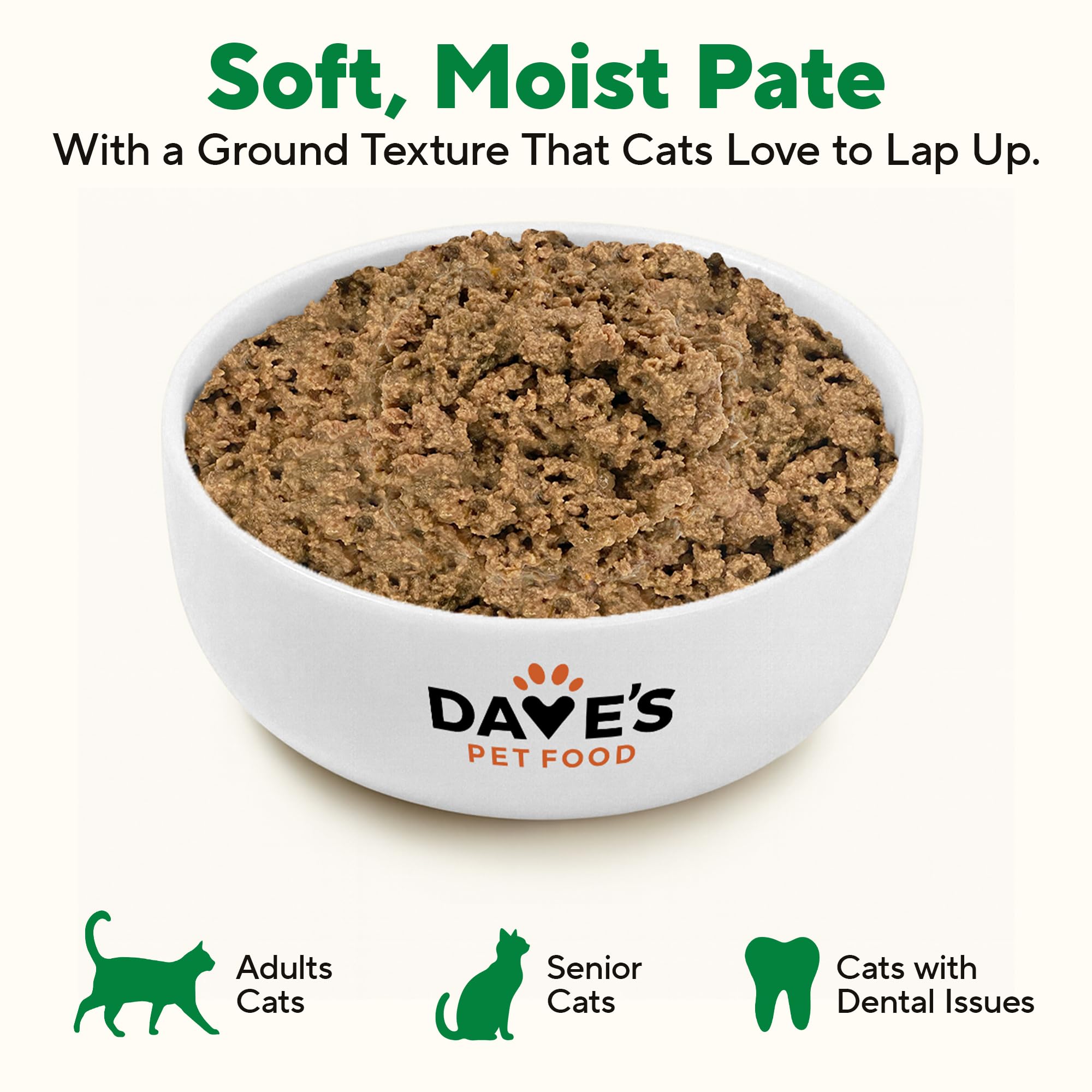 Dave's Pet Food étiquette montrant ingrédients et vitamines ajoutées