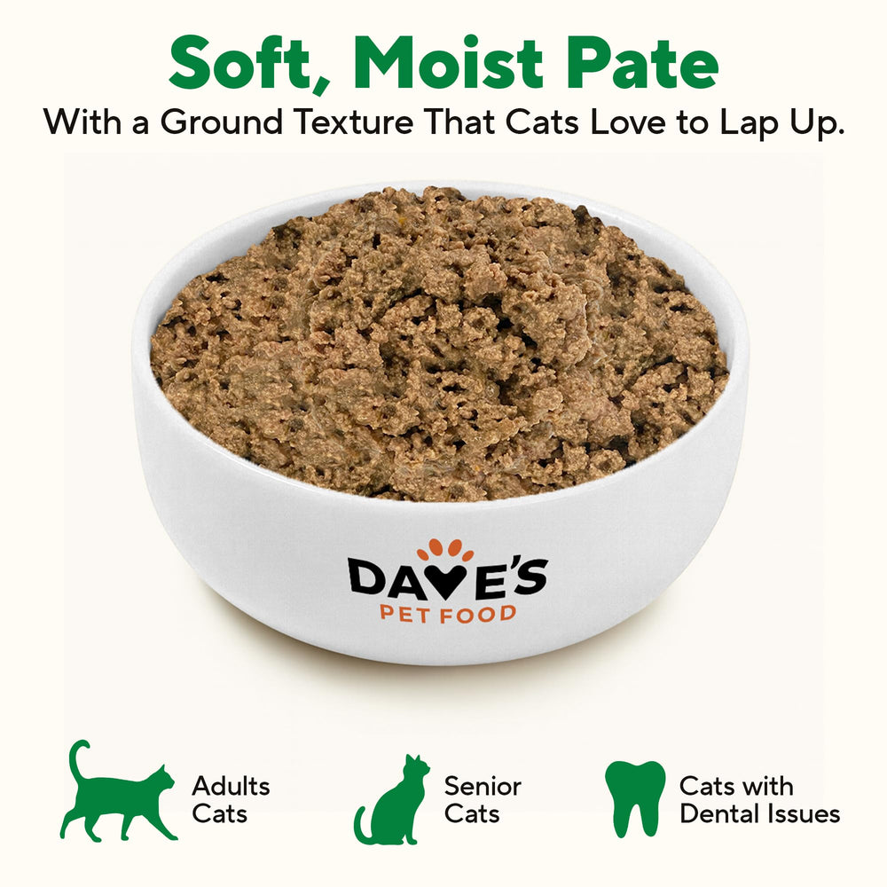 Dave's Pet Food étiquette montrant ingrédients et vitamines ajoutées
