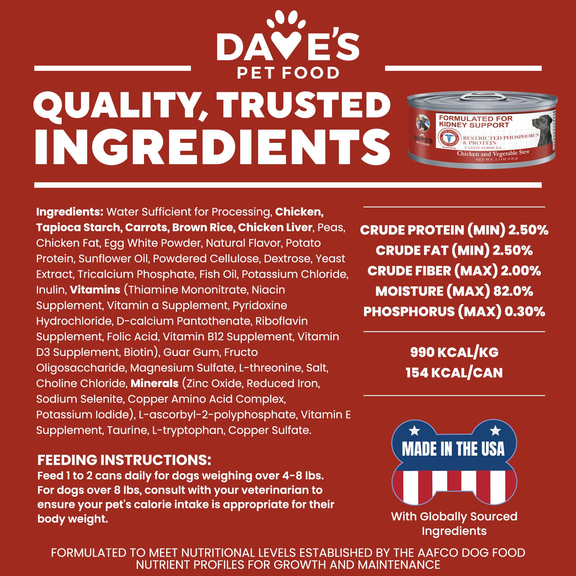Dave's Pet Food portion sur balance montrant taille et apport calorique