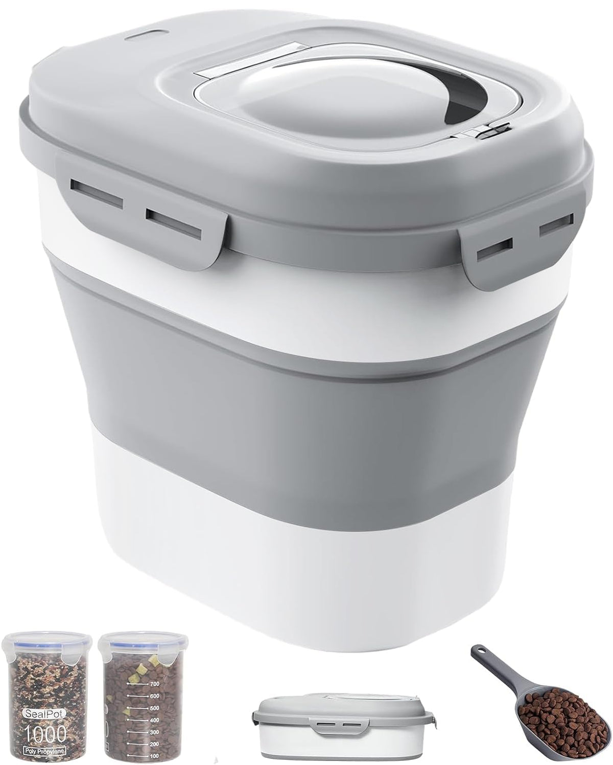 DDMOMMY vue avant du conteneur montrant la fermeture et les loquets pour meilleure conservation