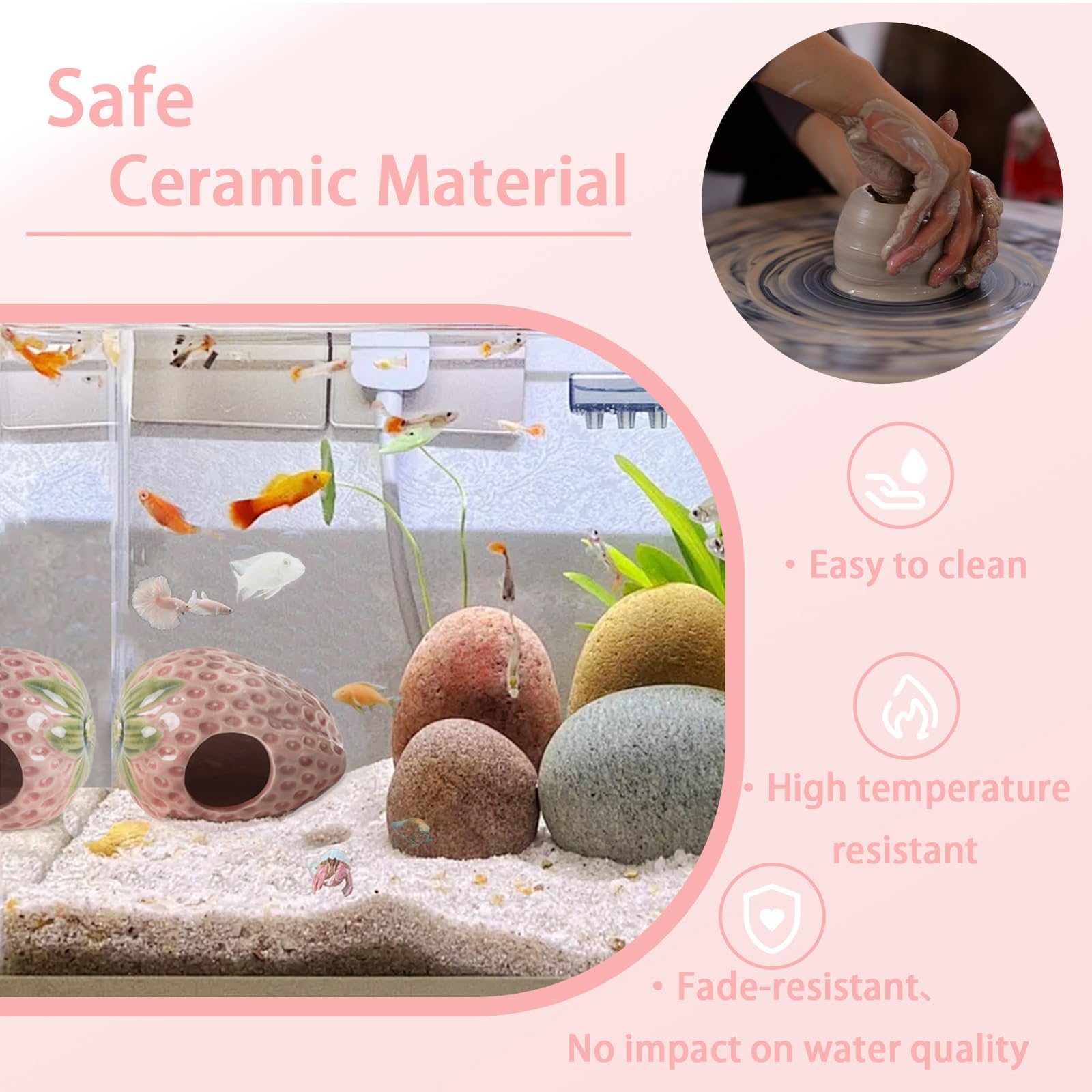 Deapeey cachette fraise dans aquarium améliore décor et abri