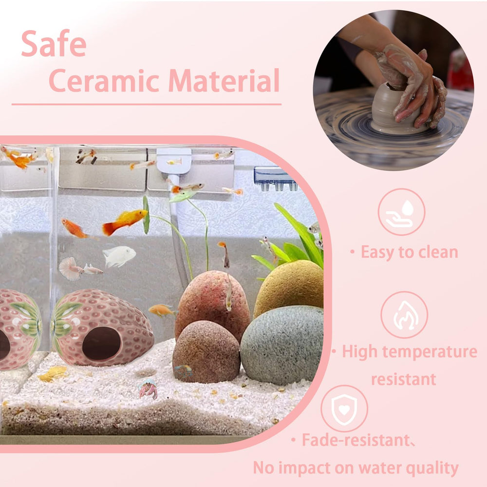 Deapeey cachette fraise dans aquarium améliore décor et abri
