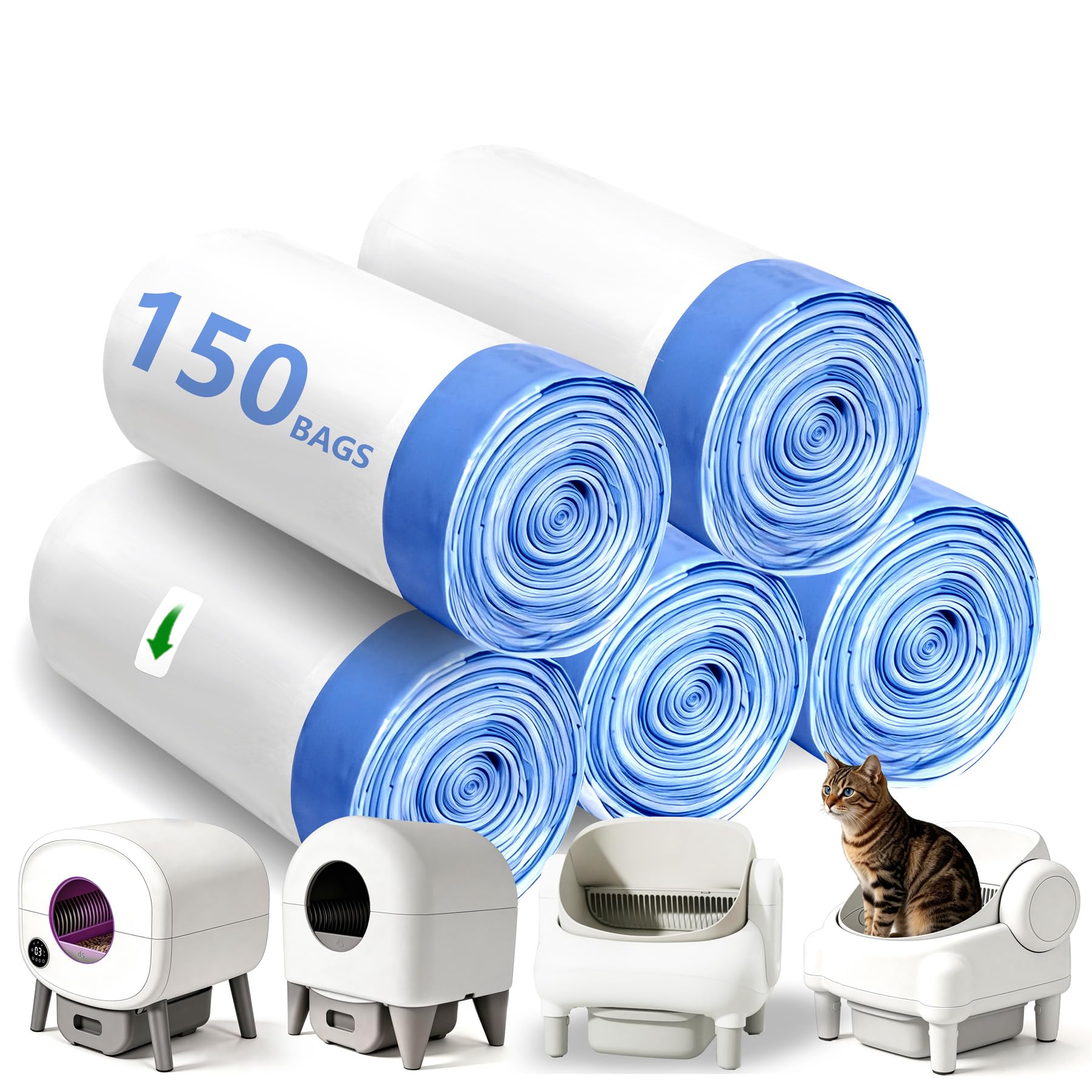 Decalare paquet avant montrant 150 sacs, rangement facile