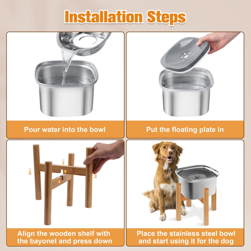 Decflow gamelle en usage avec chien buvant confortablement, flux d'eau contrôlé