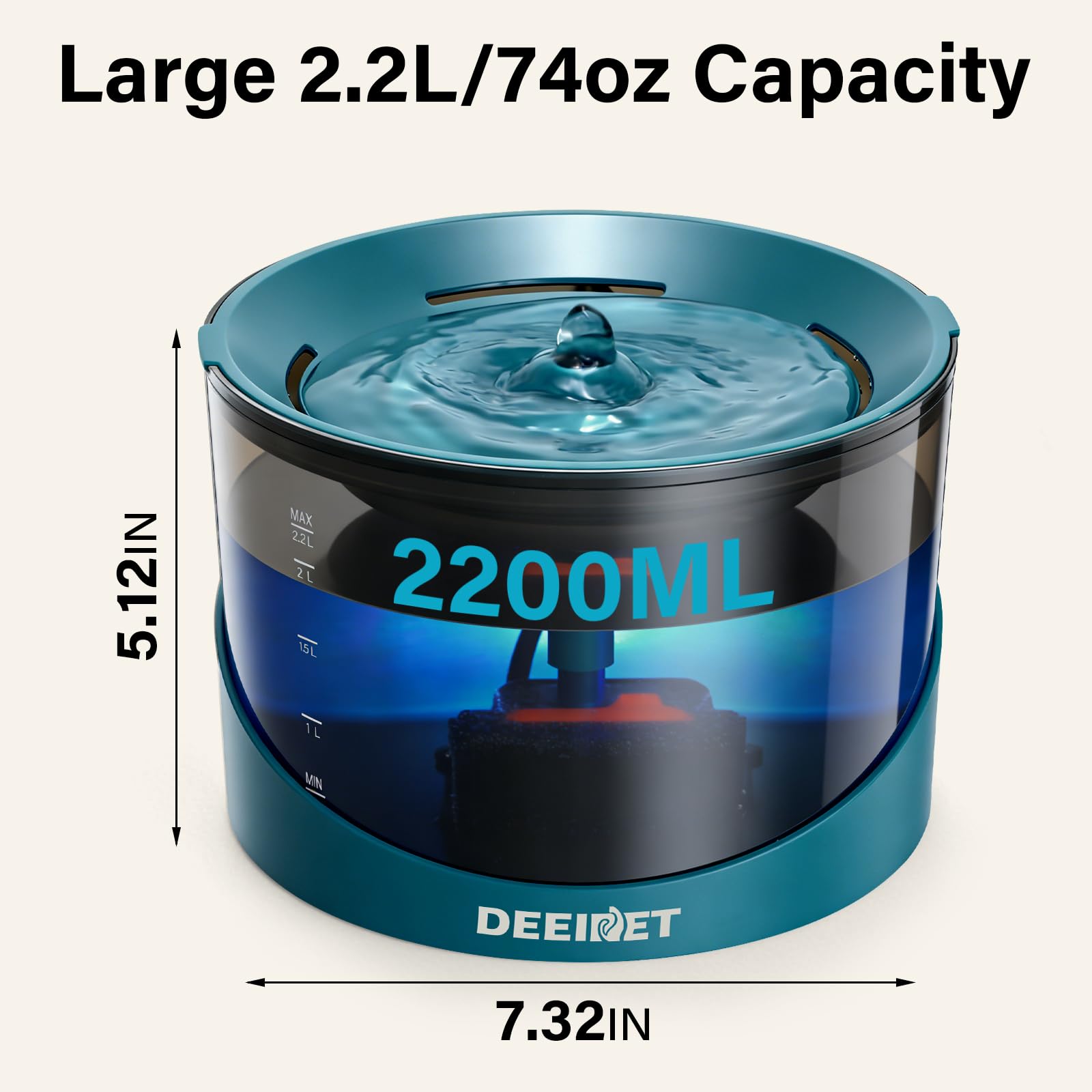 DEEIPET détail du filtre charbon actif illustrant meilleure qualité d'eau