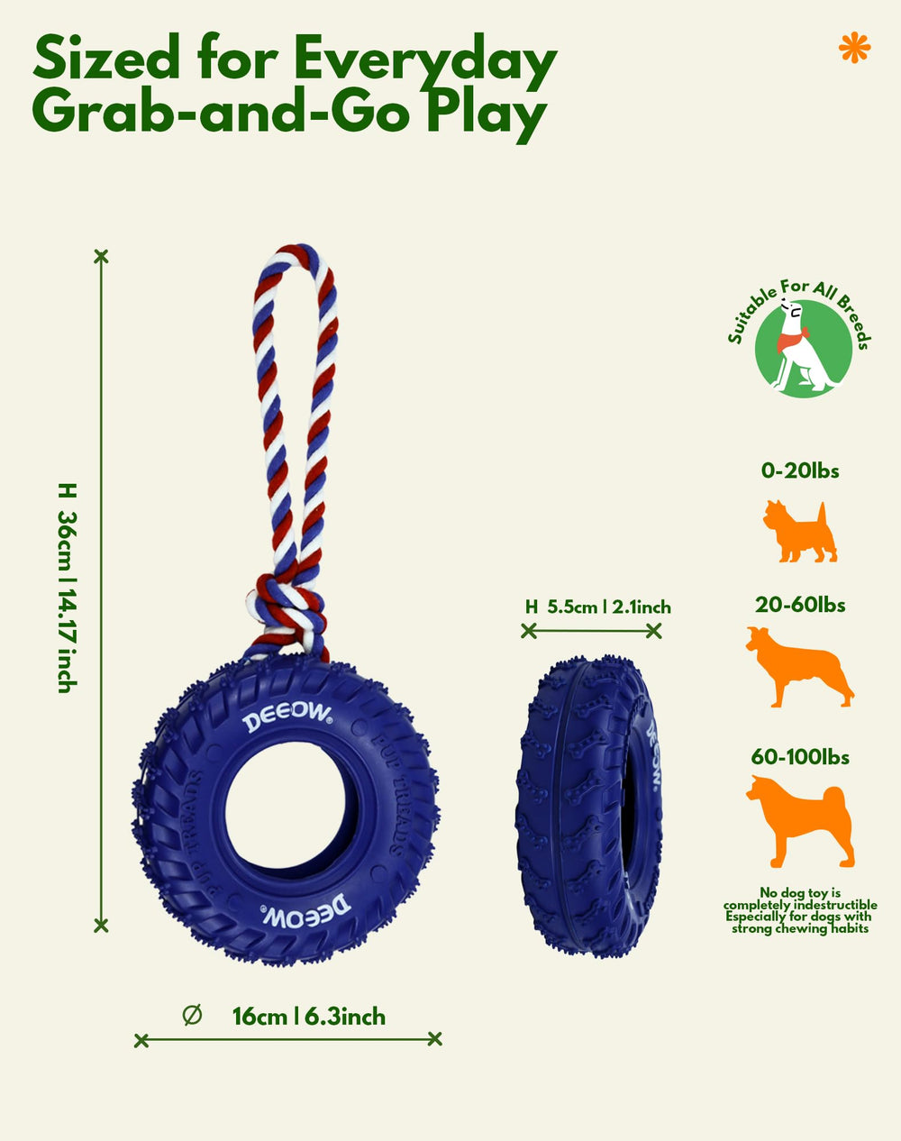 Deeow chien attrapant le pneu en plein saut pour exercice et plaisir