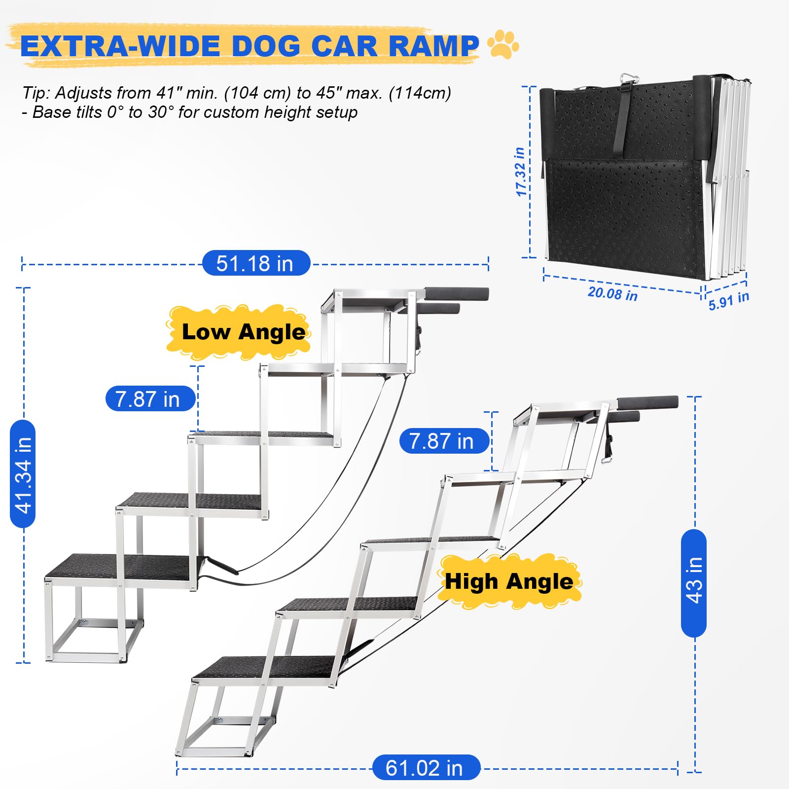 DeerGym escalier installé dans un SUV facilitant montée du chien