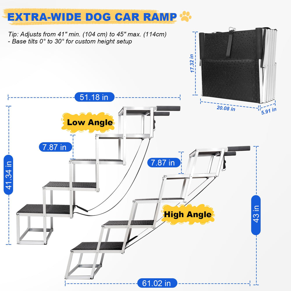 DeerGym escalier installé dans un SUV facilitant montée du chien