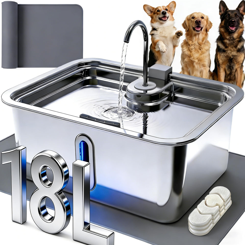 DeftPet fontaine avant packaging montrant grande capacité et design pratique