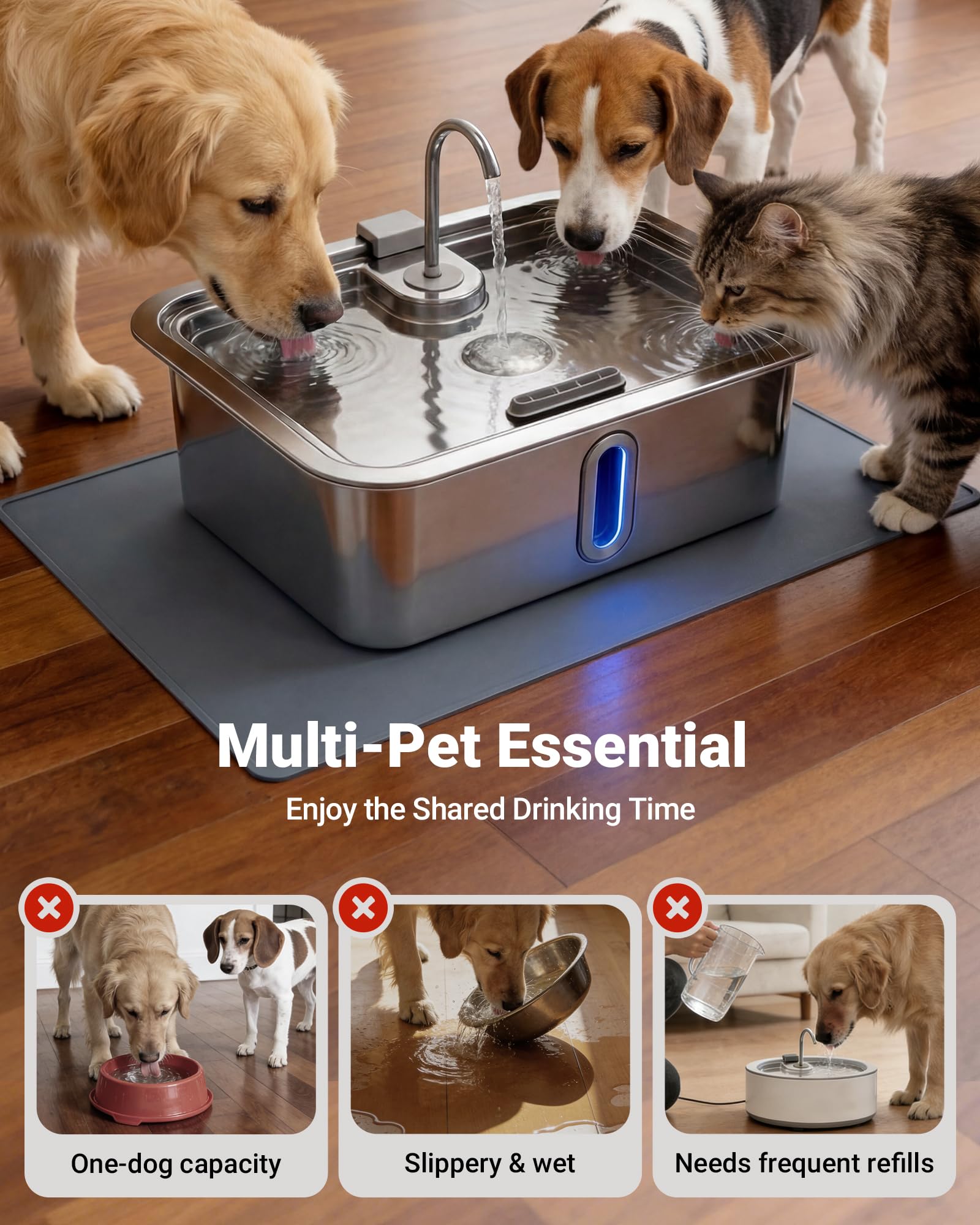 DeftPet tapis silicone anti-éclaboussures protégeant le sol et facilitant l'entretien