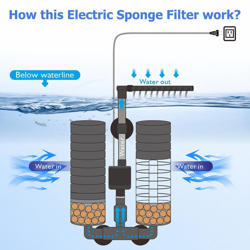 DEGGOX filtre installé dans aquarium montrant flux calme et protection des crevettes