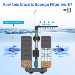 DEGGOX filtre installé dans aquarium montrant flux calme et protection des crevettes