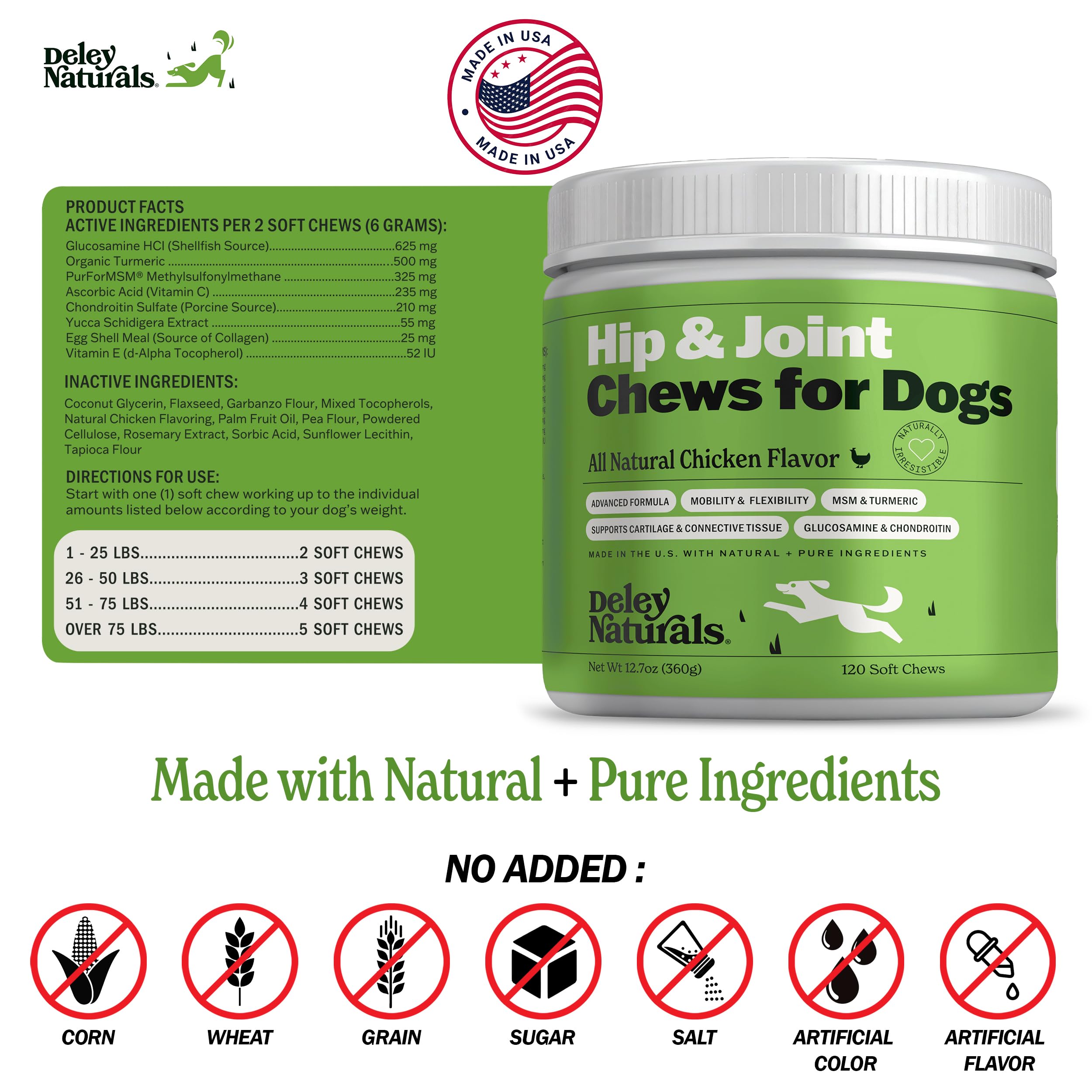 Deley Naturals comparaison taille croquette montrant portion adaptée chiens