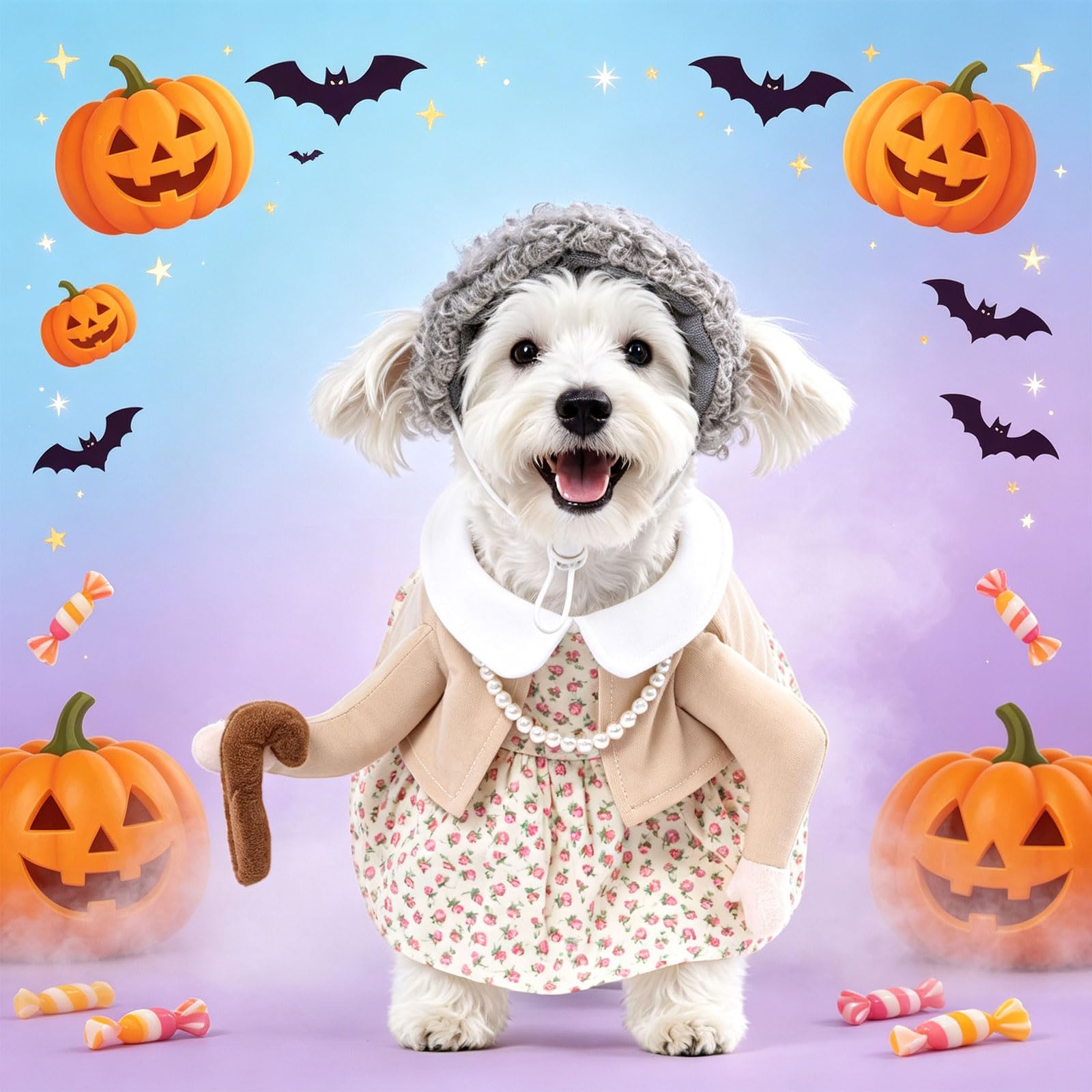 DELIFUR chien portant le costume en fête montrant liberté de mouvement