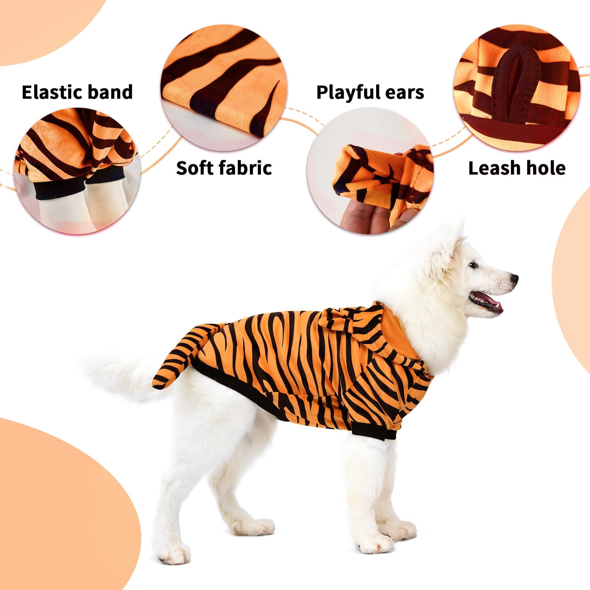 DELIFUR tissu polyester du costume tigre gros plan, doux et extensible pour confort