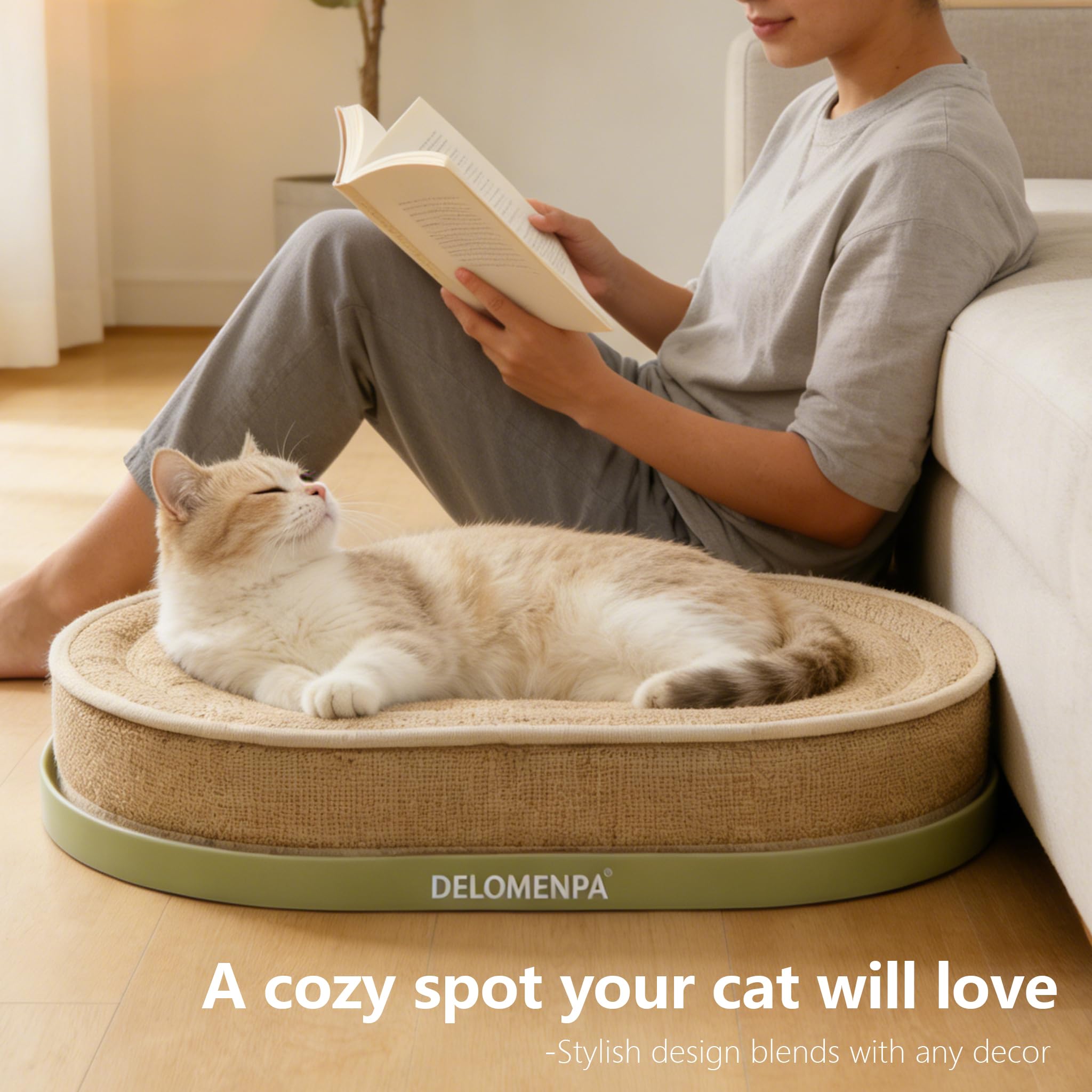 DELOMENPA chat en action utilisant le griffoir pour ses griffes