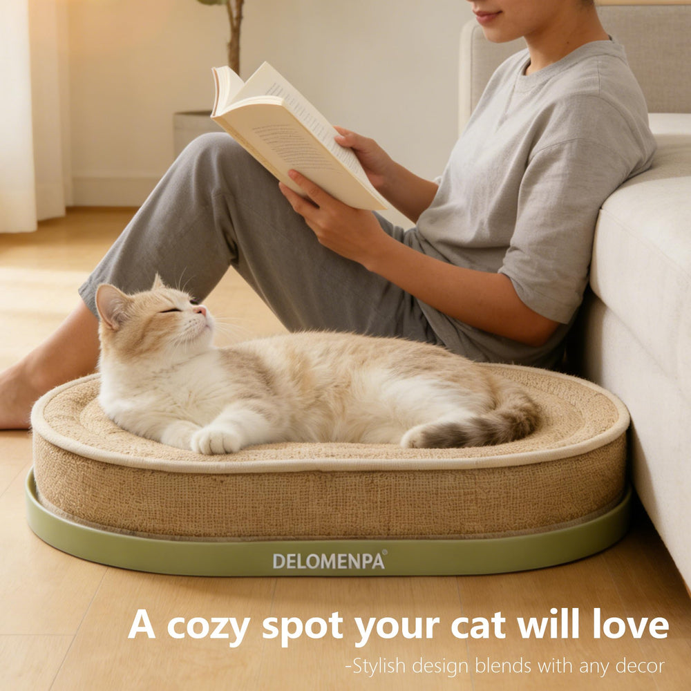 DELOMENPA chat en action utilisant le griffoir pour ses griffes
