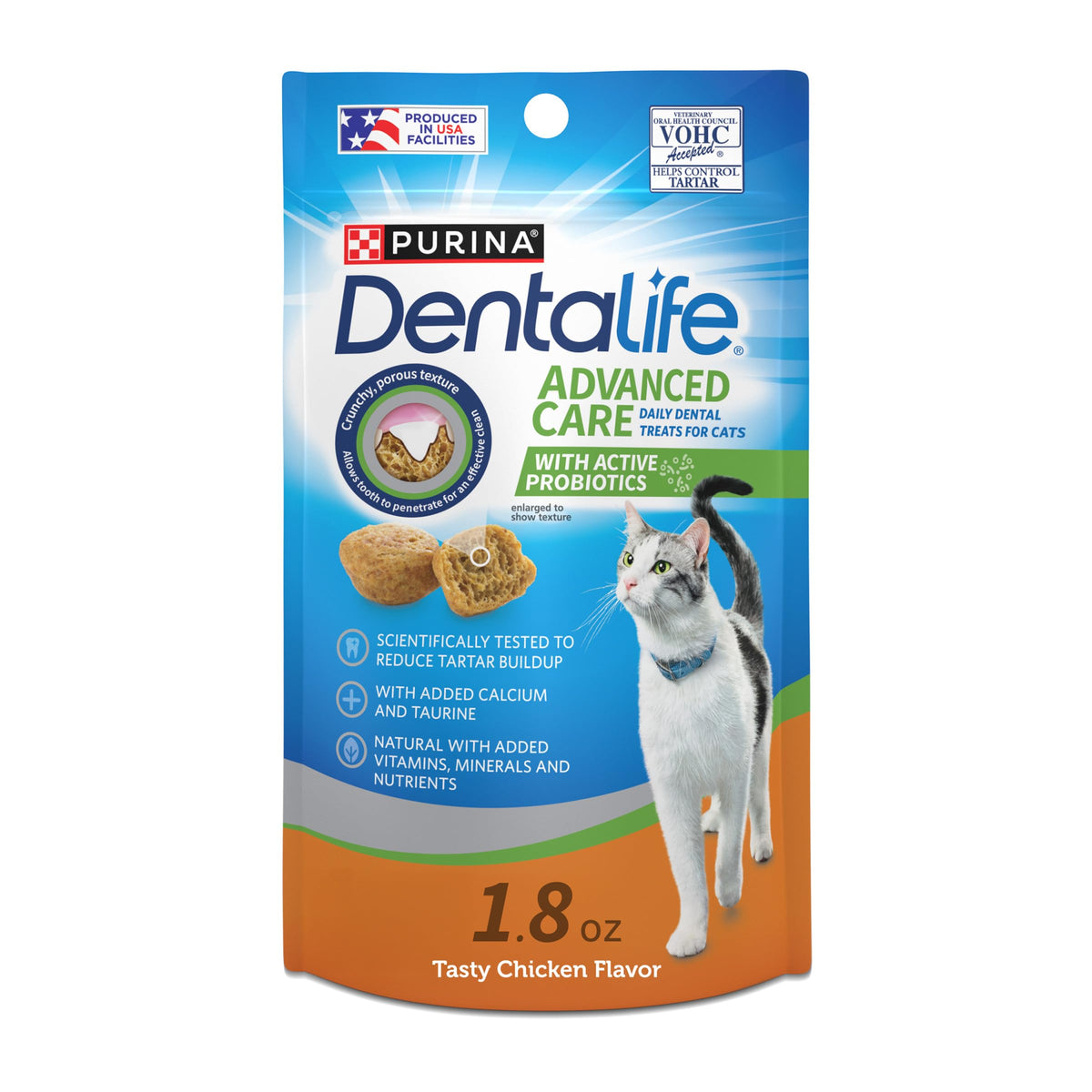 Purina DentaLife emballage frontal montrant format pratique et infos