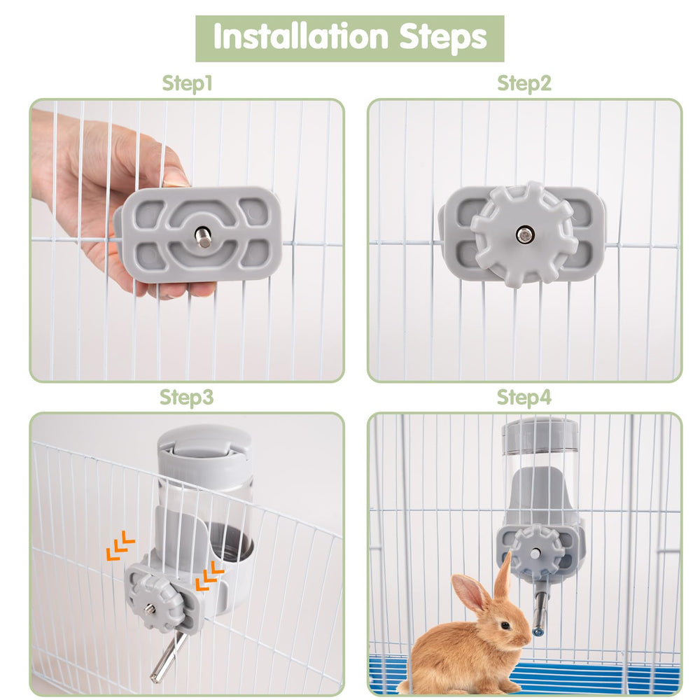 Depets abreuvoir en usage dans cage illustrant accès facile pour l'animal