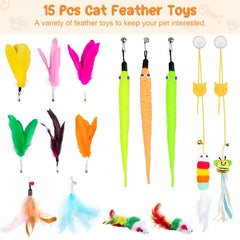 Depets plumes naturelles gros plan attirant l'instinct de chasse du chat