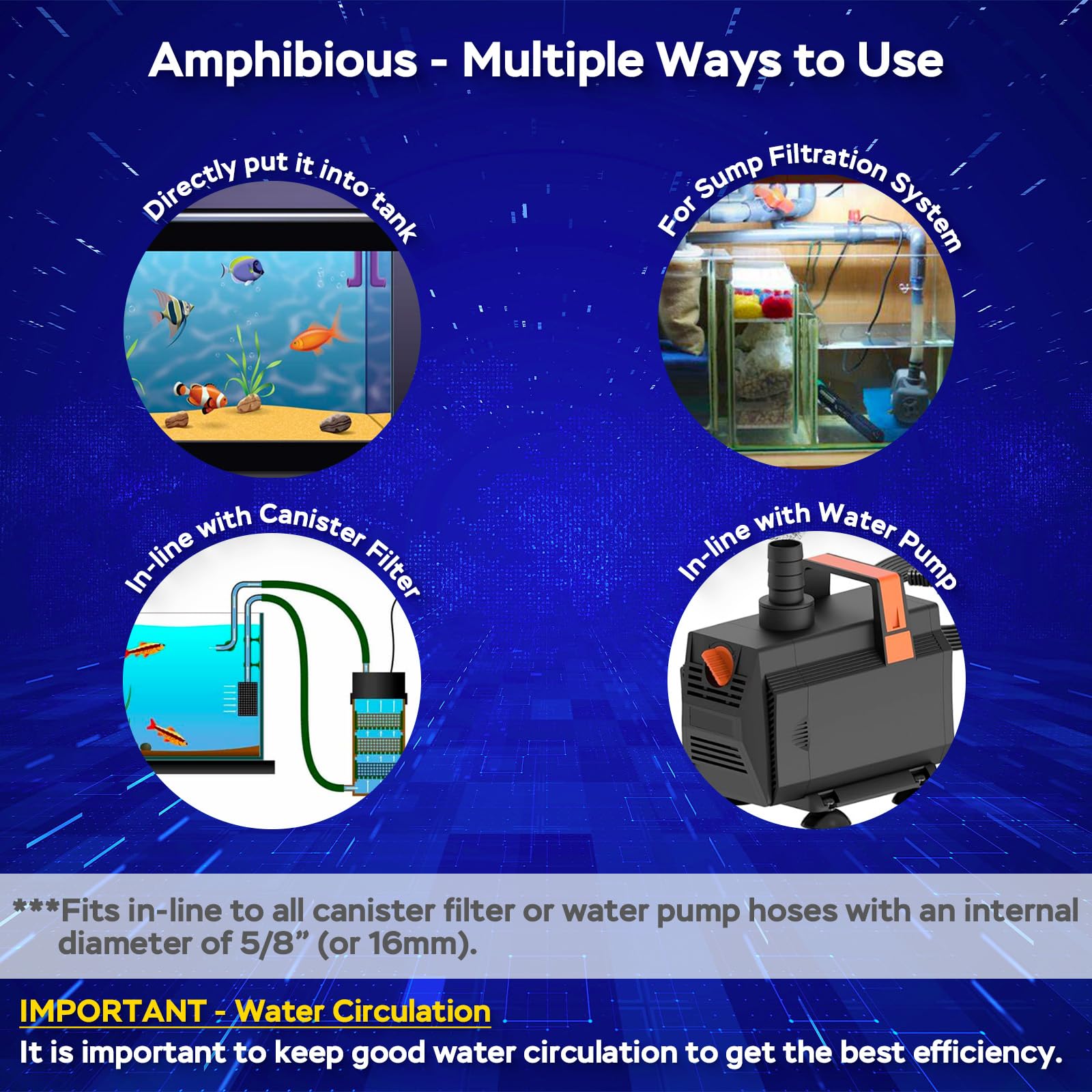 Devopet placé in-tank dans aquarium montrant flux stable et traitement direct