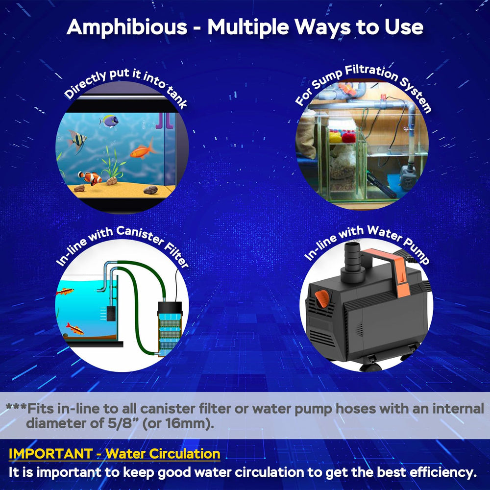 Devopet placé in-tank dans aquarium montrant flux stable et traitement direct