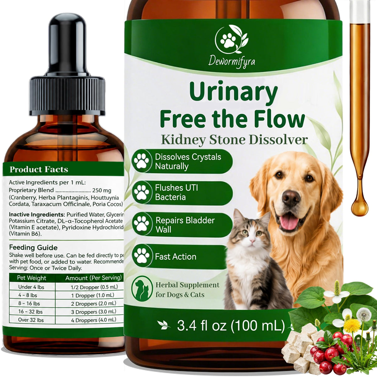Dewormifyra flacon avant montrant format 100 ml et étiquette claire