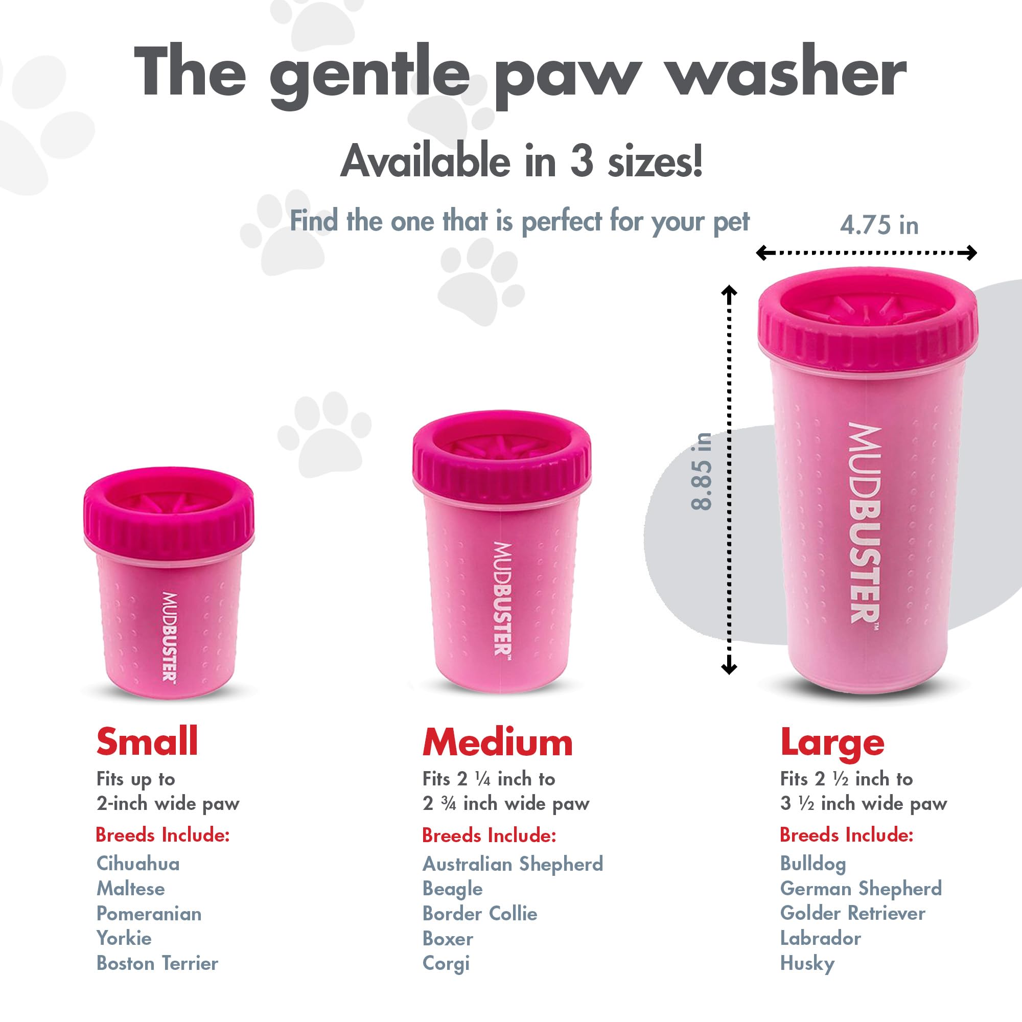 Dexas MudBuster en usage sur patte de chien boueuse, nettoie rapidement