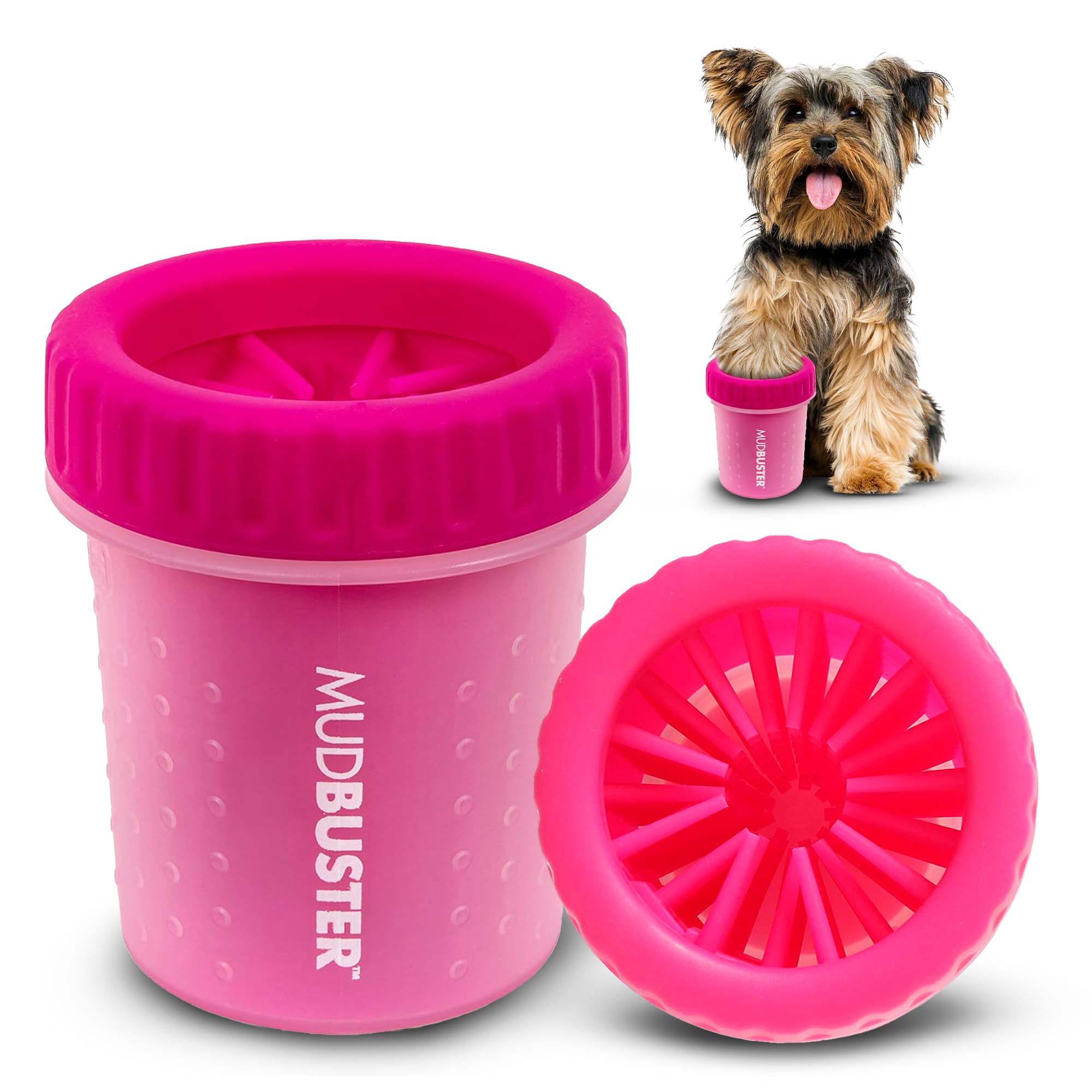 Dexas MudBuster petit vue de face en rose, nettoie rapidement