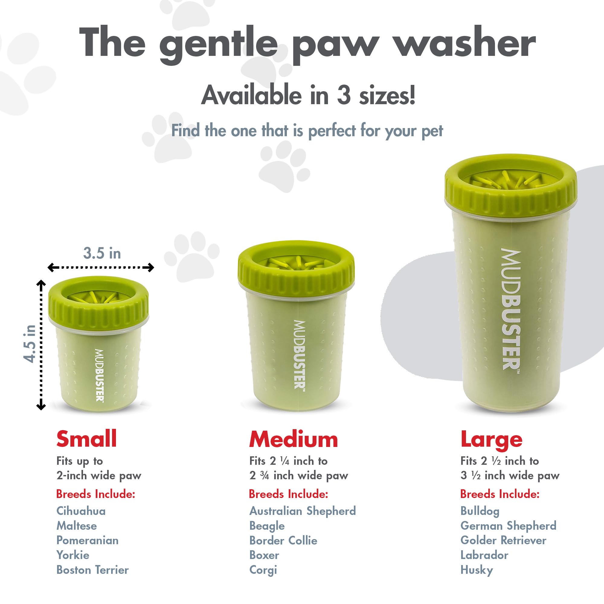 Dexas MudBuster en cours d'utilisation sur patte de chien, nettoyage rapide