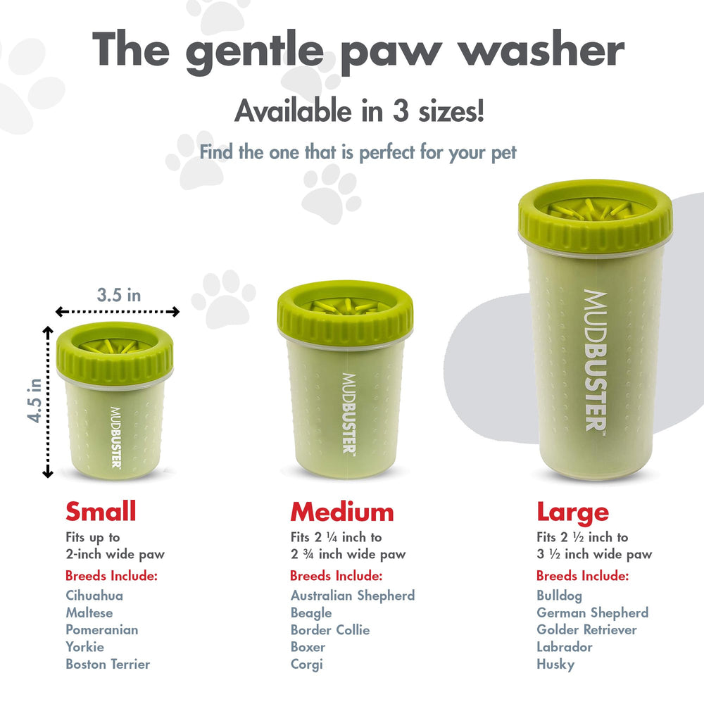 Dexas MudBuster en cours d'utilisation sur patte de chien, nettoyage rapide