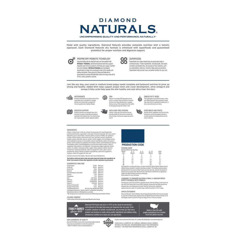 Diamond Naturals gros plan des croquettes petite taille, facile à mâcher