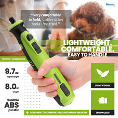 Diamondg en usage sur un chien pour une coupe d'ongles calme et contrôlée