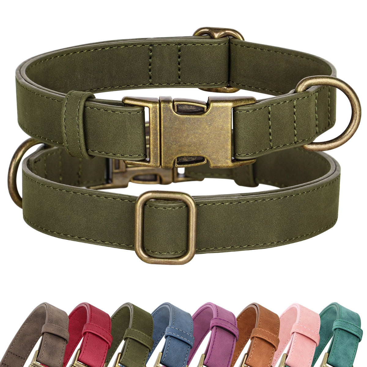 Didog collier vert foncé face avant élégant et confortable