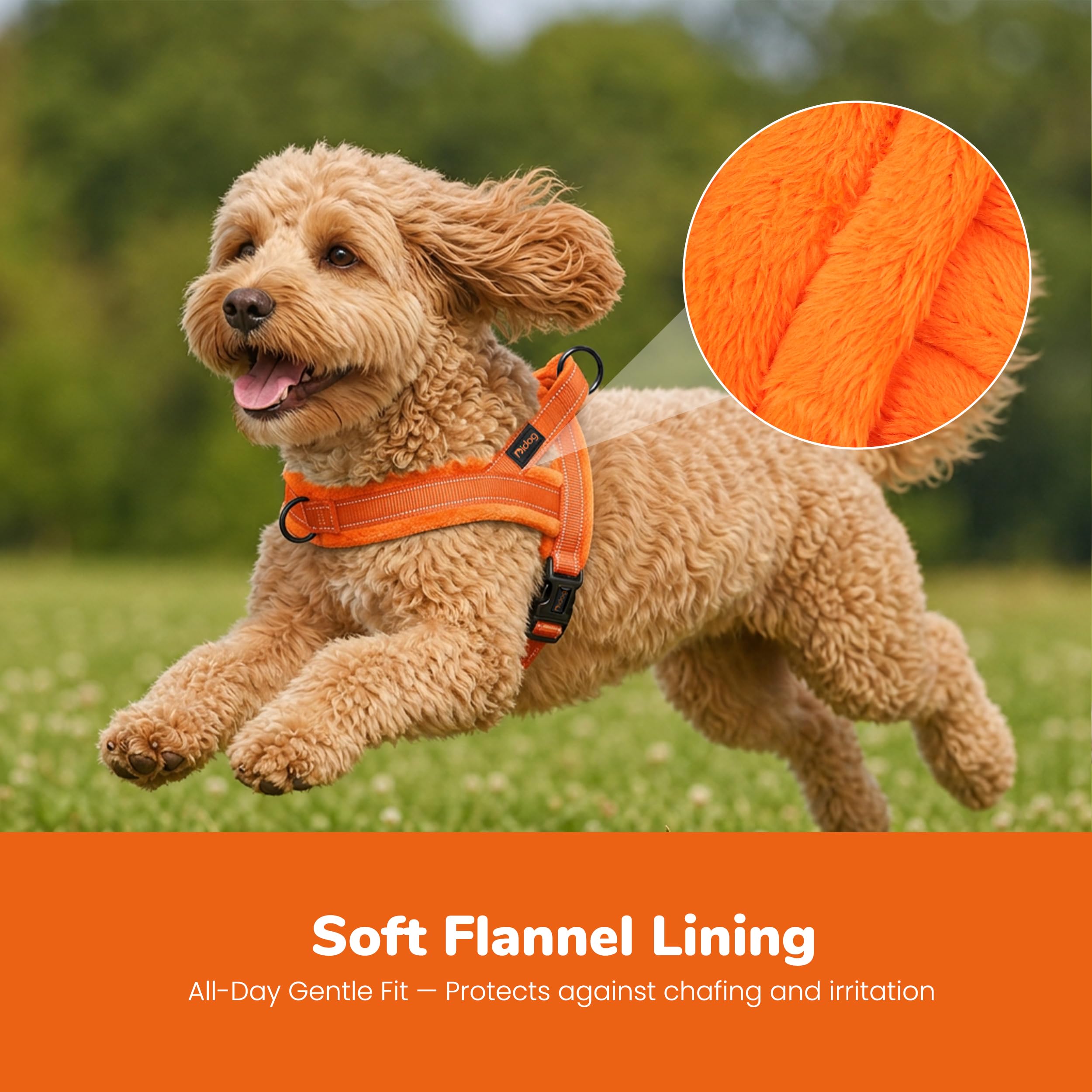 Didog harnais gros plan rembourrage en flanelle pour confort et protection des tissus