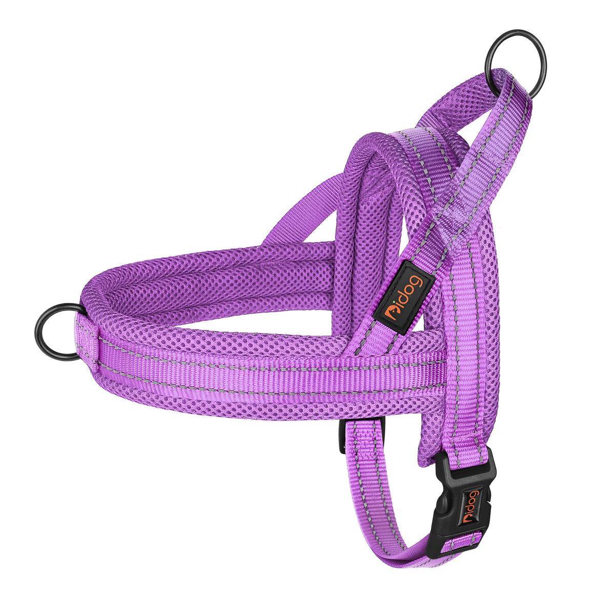 Didog harnais face avant violet montrant la coupe et maintien