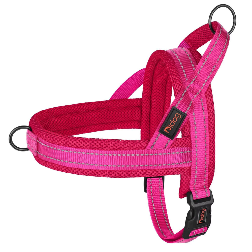 Harnais Didog hot pink vue avant montrant coupe et fermeture rapide