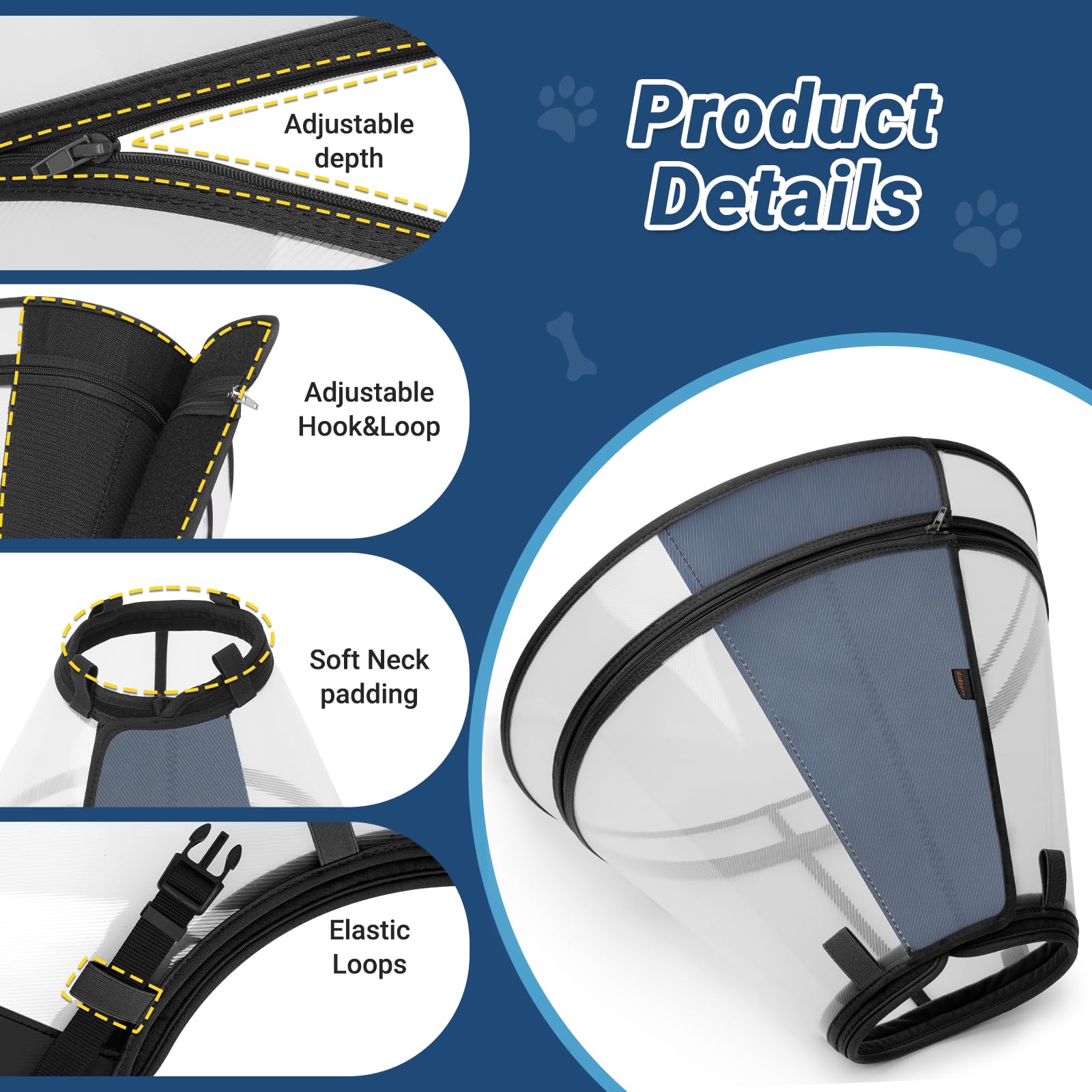 Didopet collier en usage sur chien assis, confort et liberté de mouvement
