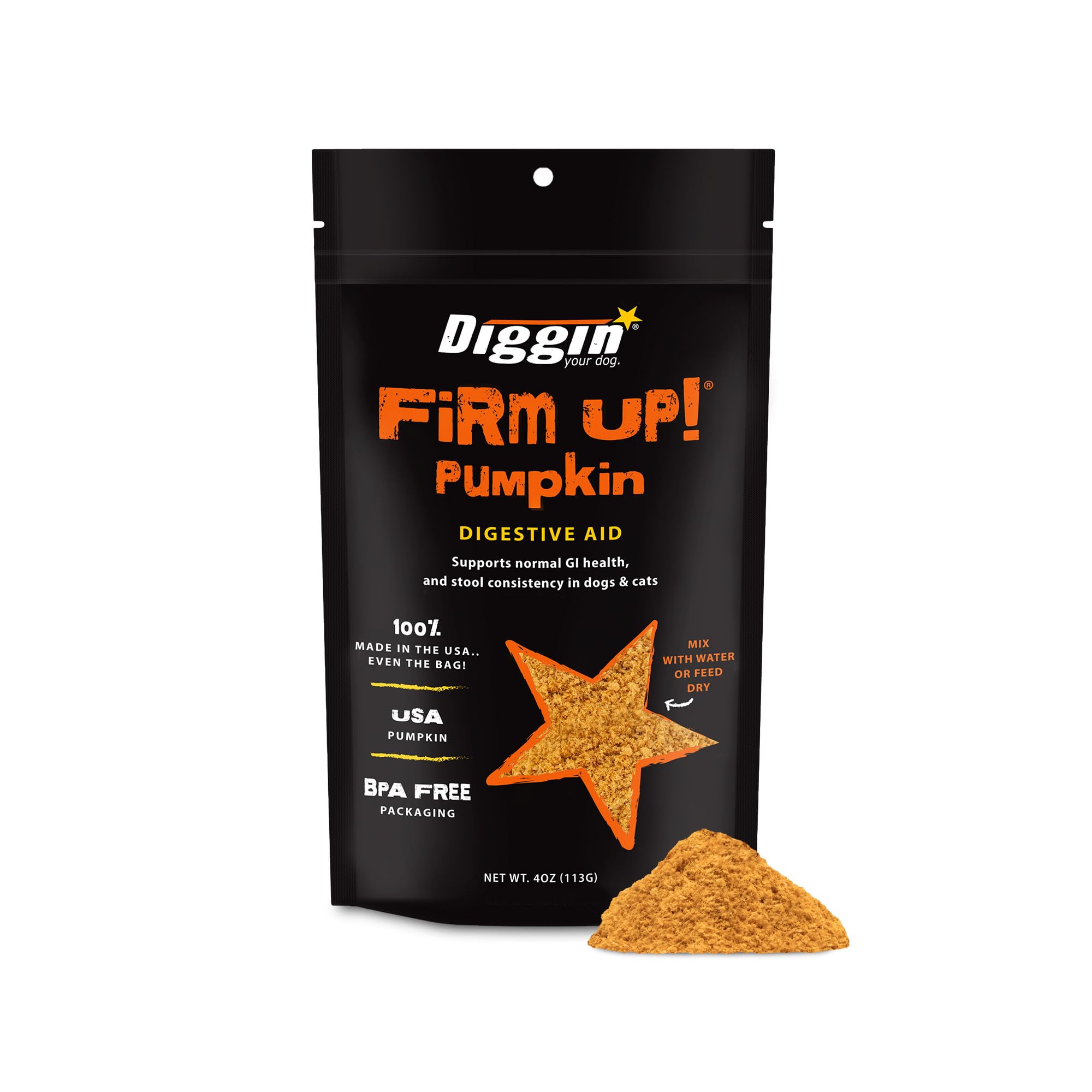 Diggin' Your Dog emballage devant montrant le sachet pratique et informatif