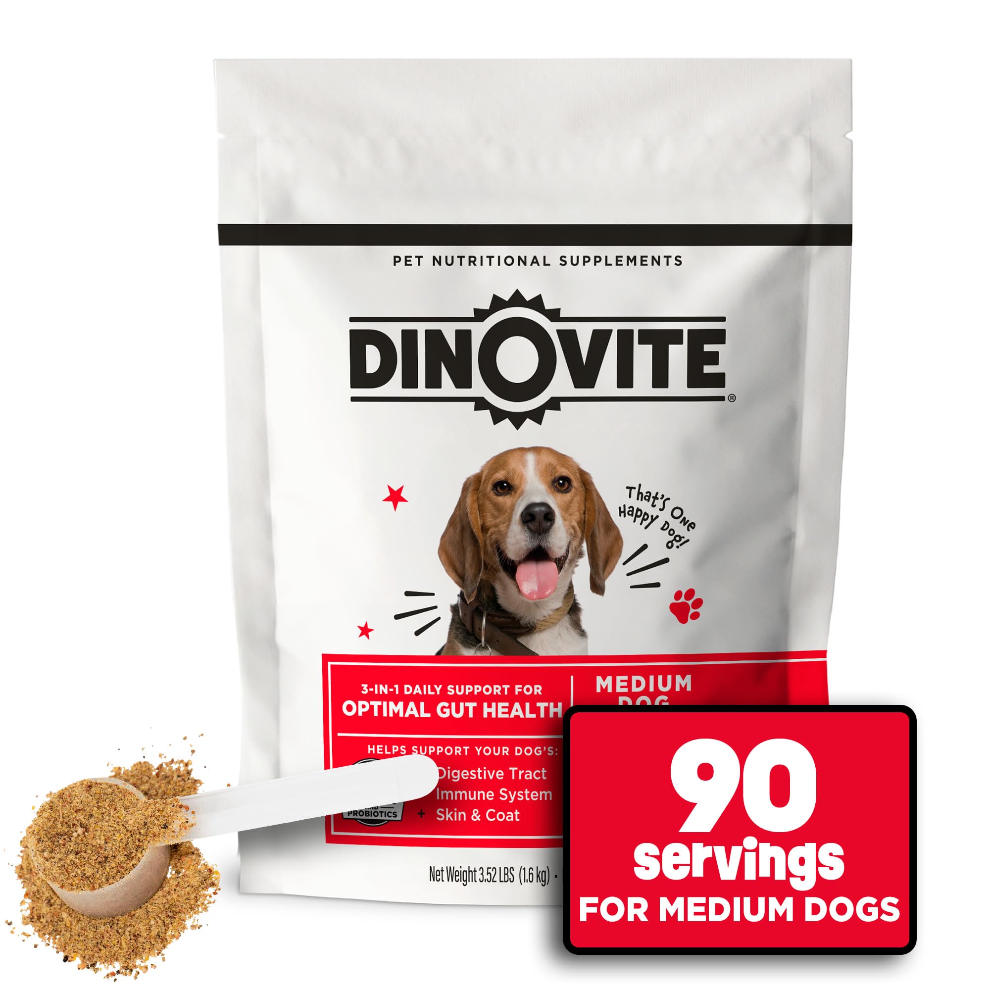 Dinovite emballage avant montrant le produit et bénéfice digestif