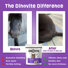 Dinovite saupoudré sur croquettes illustrant acceptation et appétence